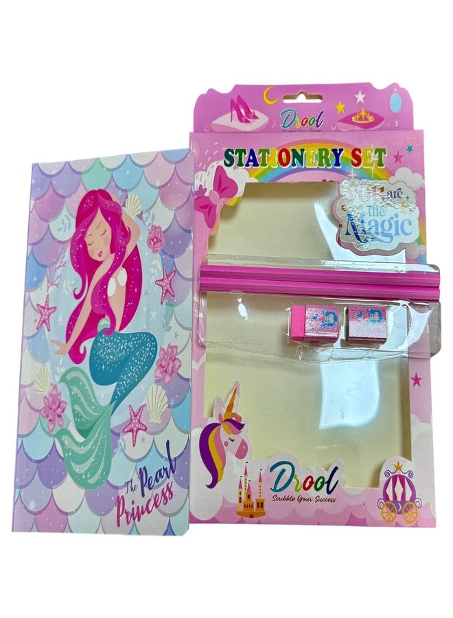 DEEDECORWAVE Mermaid Stationery Set for Boys & Girls | Includes Badge, Notebook, Pen | Ideal Birthday Return Gift for Kids(mermaid book) - Image 2